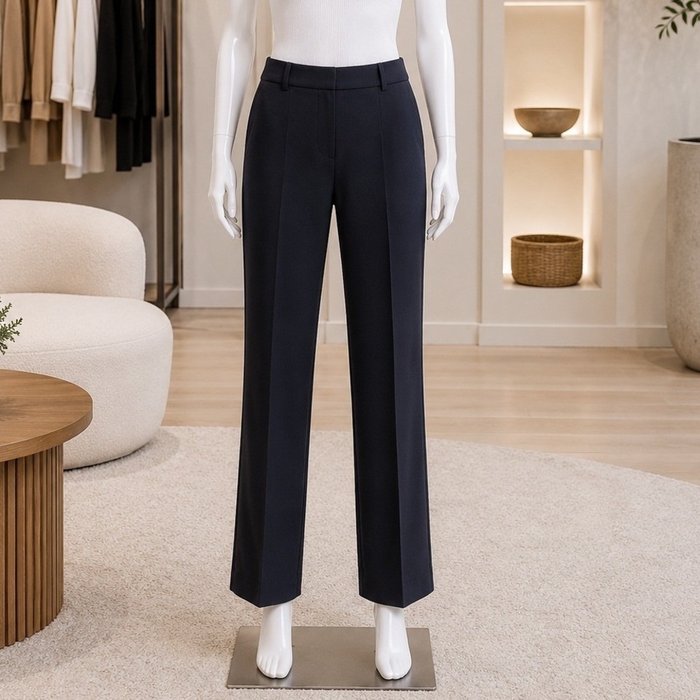 Classiques Entier Women Dress Pants Navy Blue Wool Blend Straight Leg 12